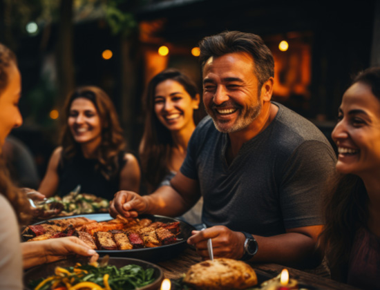 Group of friends having dinner