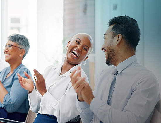 happy business people in meeting