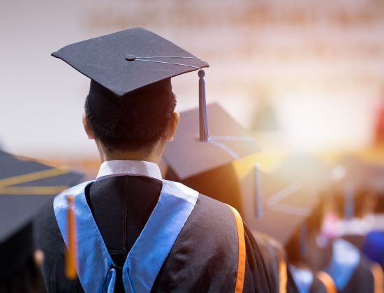 Line of graduate from back