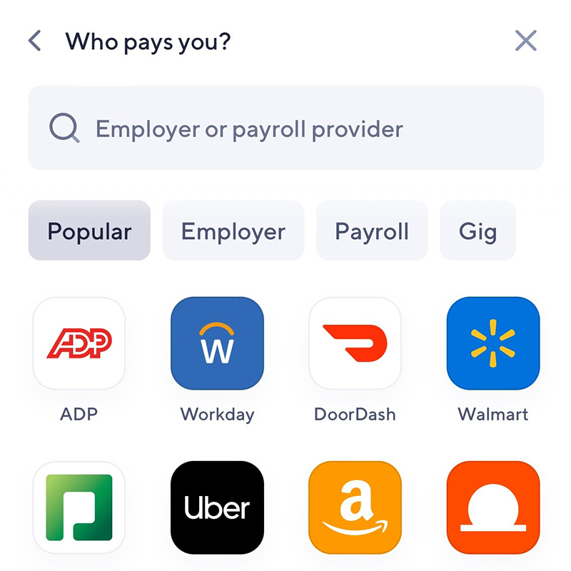 Mobile app direct deposit