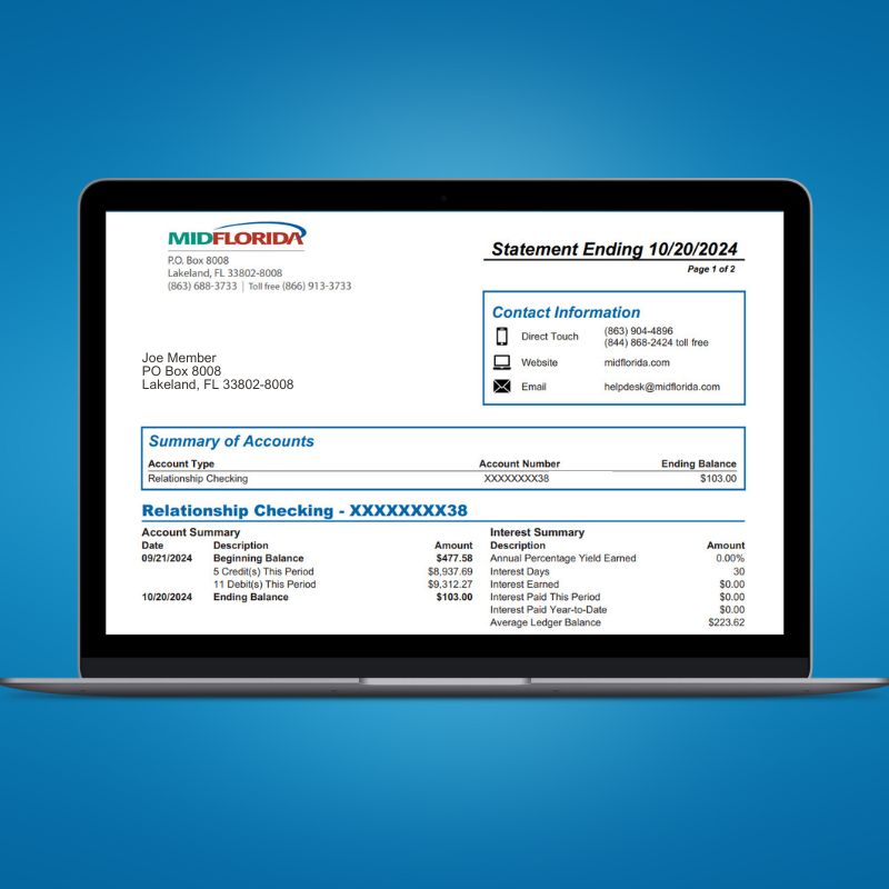 Laptop with electronic statement