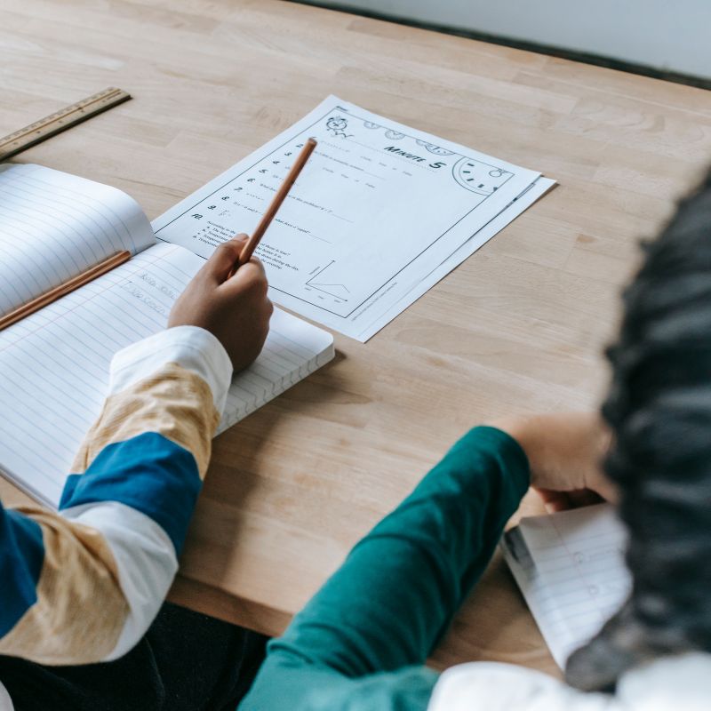 Students working at desk