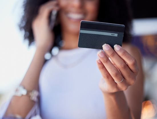 Teen shopping with credit card