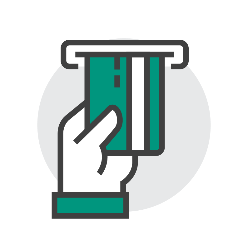 Hand holding card icon