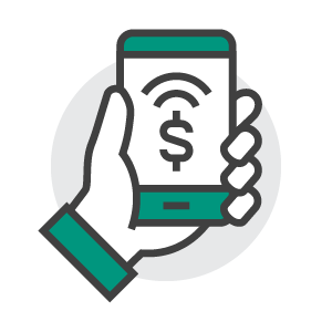 Hand holding phone icon