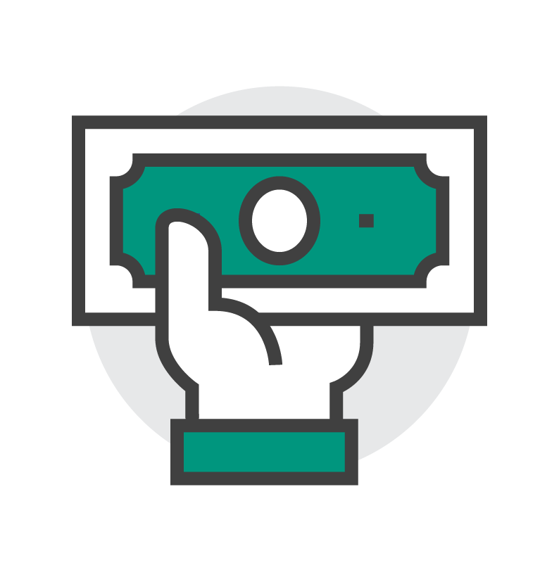 Hand with money icon