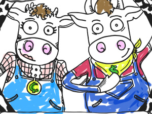 A drawing of two cows made during a local youth coloring contest hosted by MIDFLORIDA Credit Union
